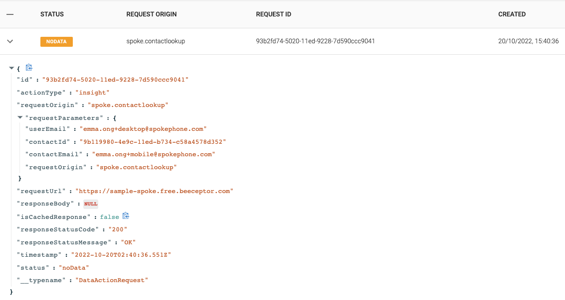 Developer API Screenshot