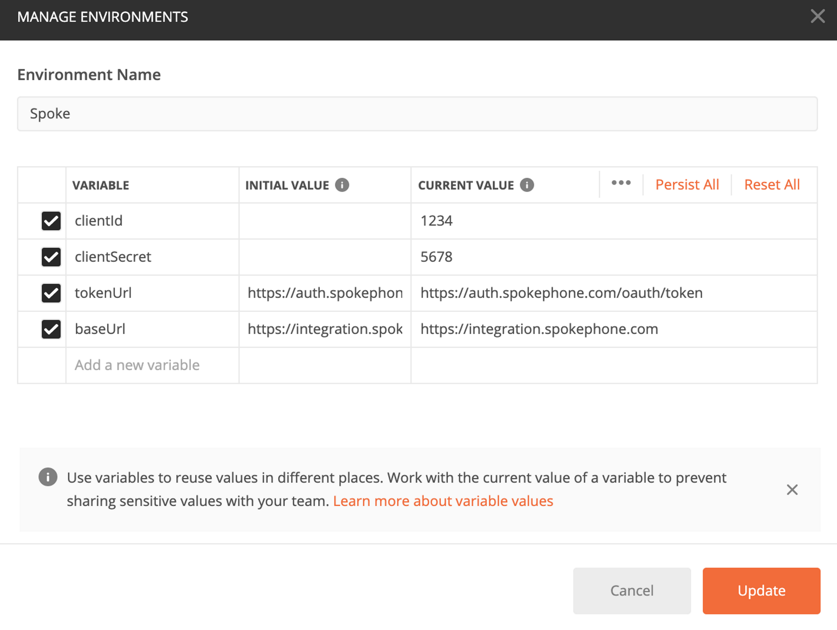 Developer API Screenshot